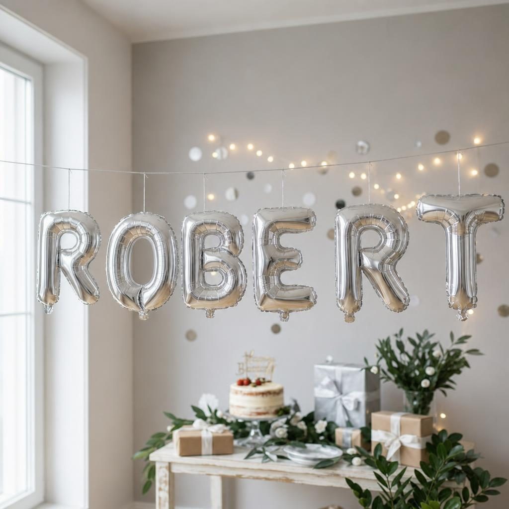 Baloane Folie Metalizate, , Set ROBERT, Heliu sau Aer, Pai inclus, 40 cm, Argintiu 2