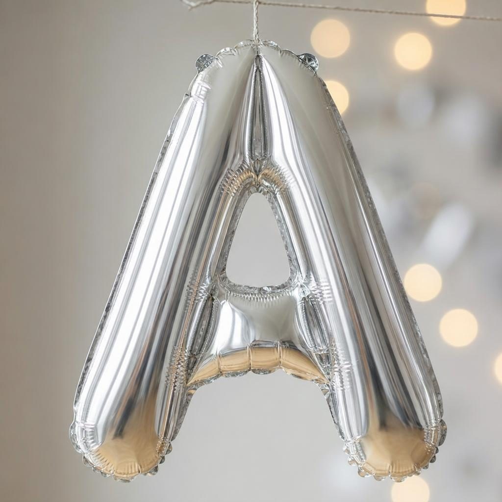 Baloane Folie Metalizate, , Set DAVID, Heliu sau Aer, Pai inclus, 40 cm, Argintiu 3