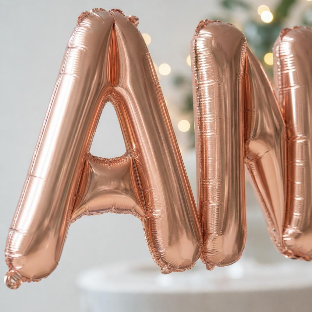 Baloane Folie Metalizate, , Set ANDREI, Heliu sau Aer, Pai inclus, 40 cm, Rose Gold 3