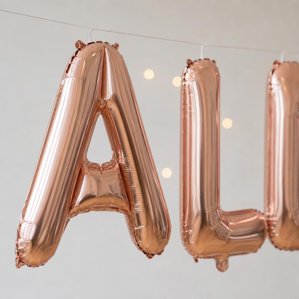 Baloane Folie Metalizate, , Set ALEXANDRU, Heliu sau Aer, Pai inclus, 40 cm, Rose Gold 3