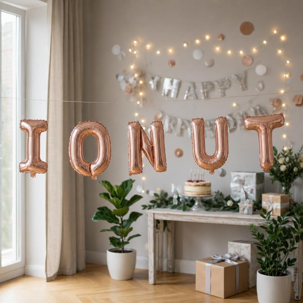 Baloane Folie Metalizate, , Set IONUT Heliu sau Aer, Pai inclus, 40 cm, Rose Gold 2