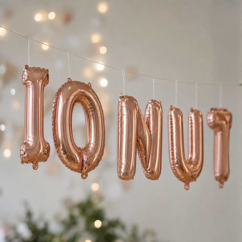 Baloane Folie Metalizate, , Set IONUT Heliu sau Aer, Pai inclus, 40 cm, Rose Gold 3