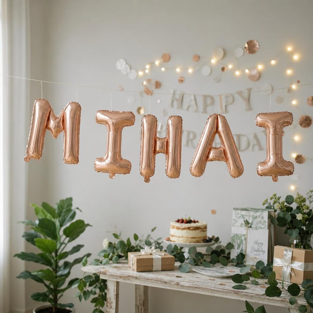 Baloane Folie Metalizate, , Set MIHAI, Heliu sau Aer, Pai inclus, 40 cm, Rose Gold 2