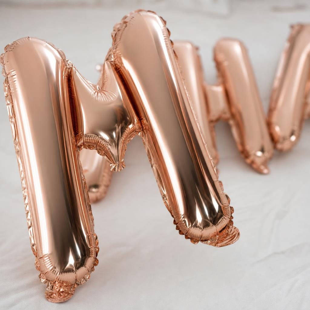 Baloane Folie Metalizate, , Set MIHAI, Heliu sau Aer, Pai inclus, 40 cm, Rose Gold 3