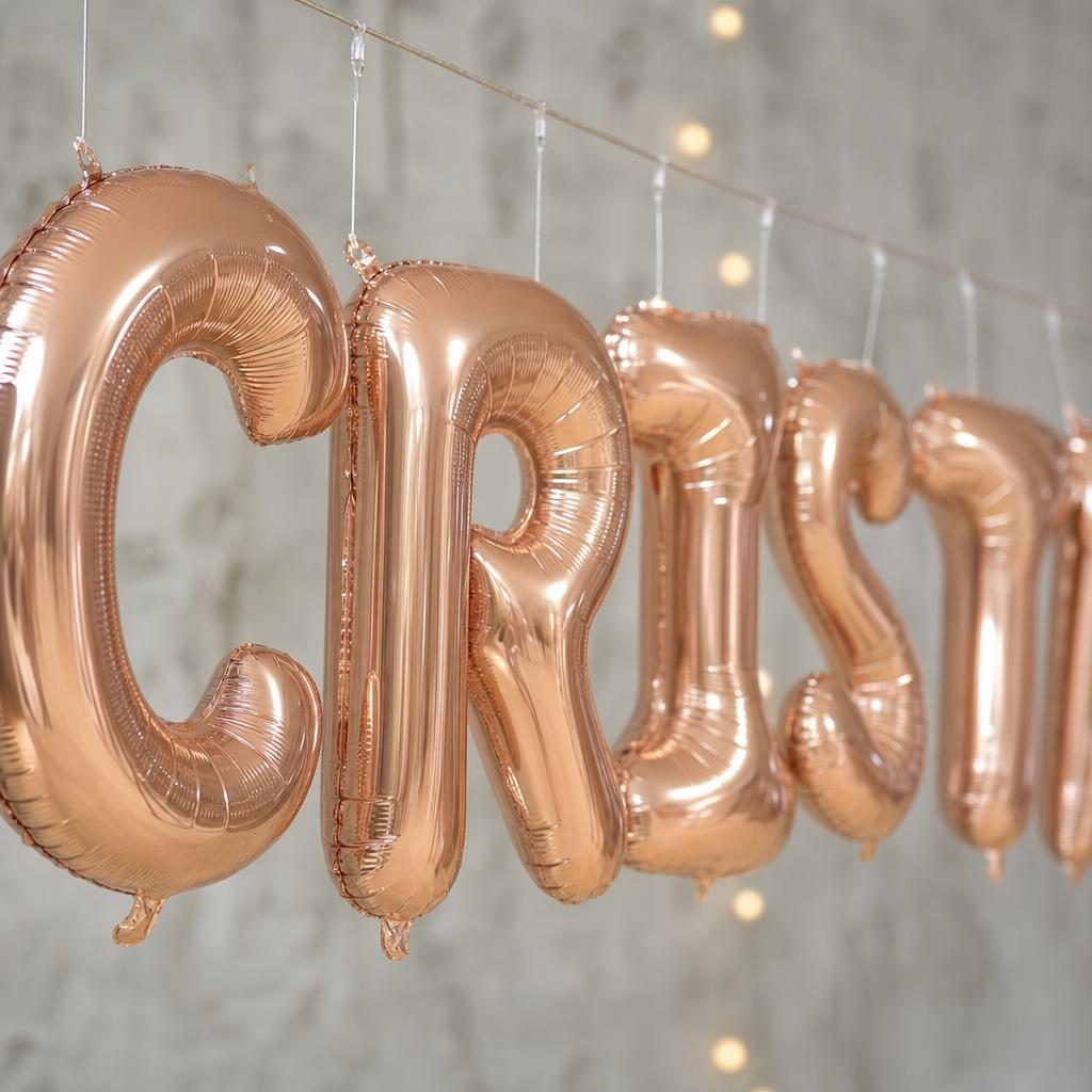 Baloane Folie Metalizate, , Set CRISTIAN, Heliu sau Aer, Pai inclus, 40 cm, Rose Gold 5
