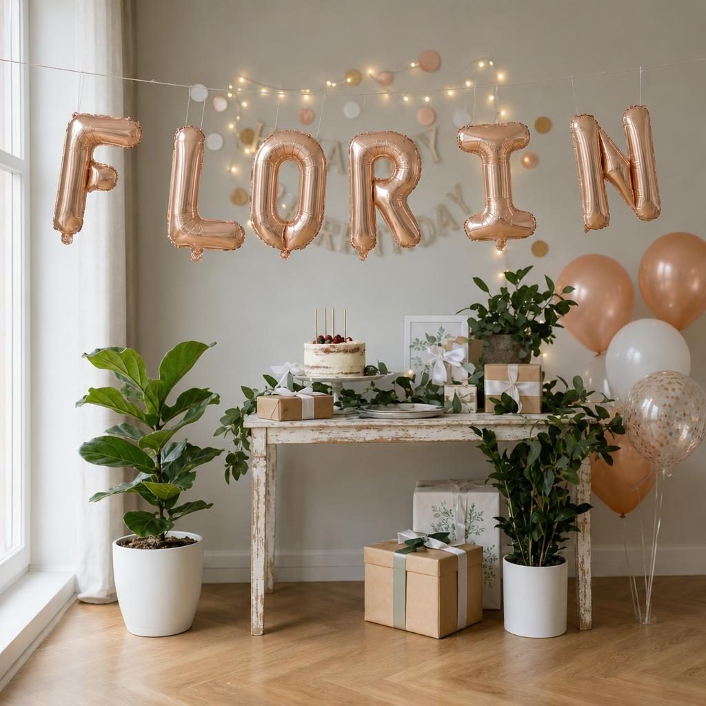 Baloane Folie Metalizate, , Set FLORIN, Heliu sau Aer, Pai inclus, 40 cm, Rose Gold 2