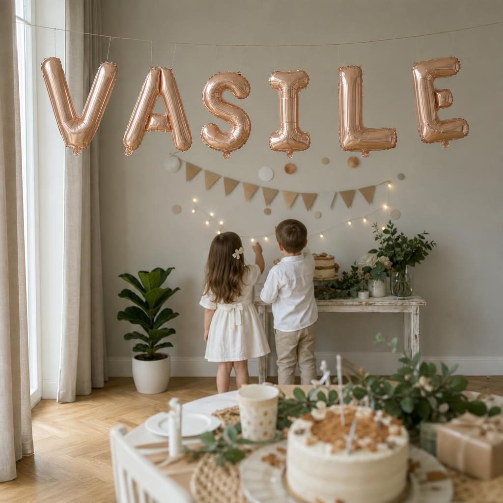 Baloane Folie Metalizate, , Set VASILE, Heliu sau Aer, Pai inclus, 40 cm, Rose Gold 2