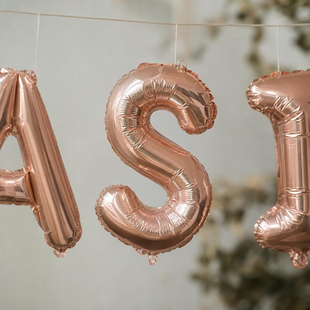 Baloane Folie Metalizate, , Set VASILE, Heliu sau Aer, Pai inclus, 40 cm, Rose Gold 3
