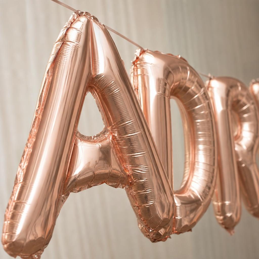Baloane Folie Metalizate, , Set ADRIAN, Heliu sau Aer, Pai inclus, 40 cm, Rose Gold 3