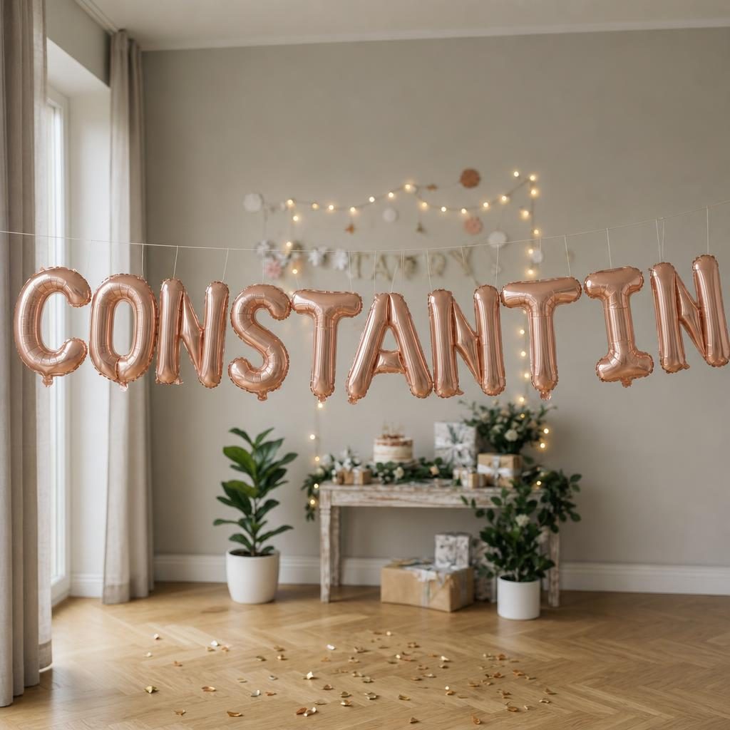 Baloane Folie Metalizate, , Set CONSTANTIN, Heliu sau Aer, Pai inclus, 40 cm, Rose Gold 2