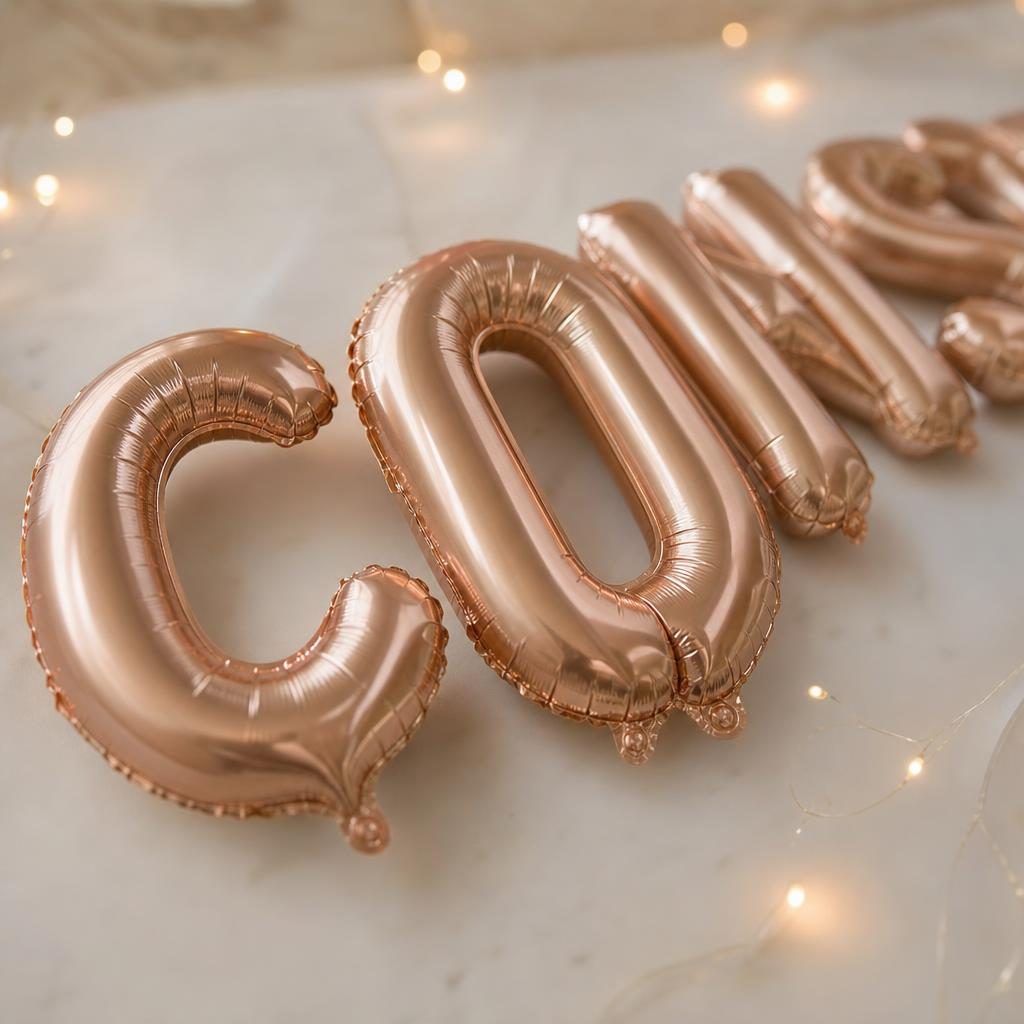 Baloane Folie Metalizate, , Set CONSTANTIN, Heliu sau Aer, Pai inclus, 40 cm, Rose Gold 3