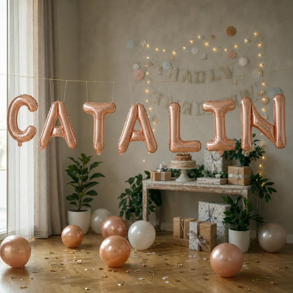 Baloane Folie Metalizate, , Set CATALIN, Heliu sau Aer, Pai inclus, 40 cm, Rose Gold