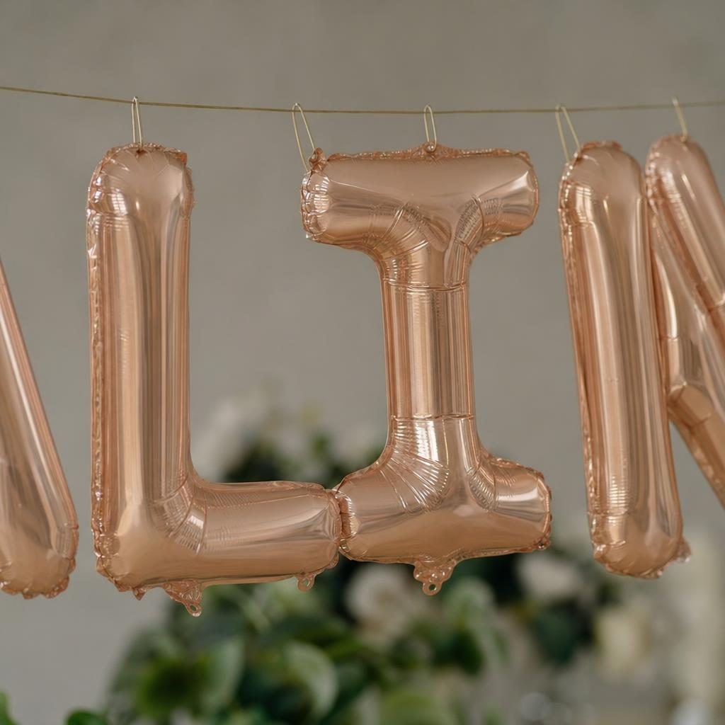 Baloane Folie Metalizate, , Set CATALIN, Heliu sau Aer, Pai inclus, 40 cm, Rose Gold 2