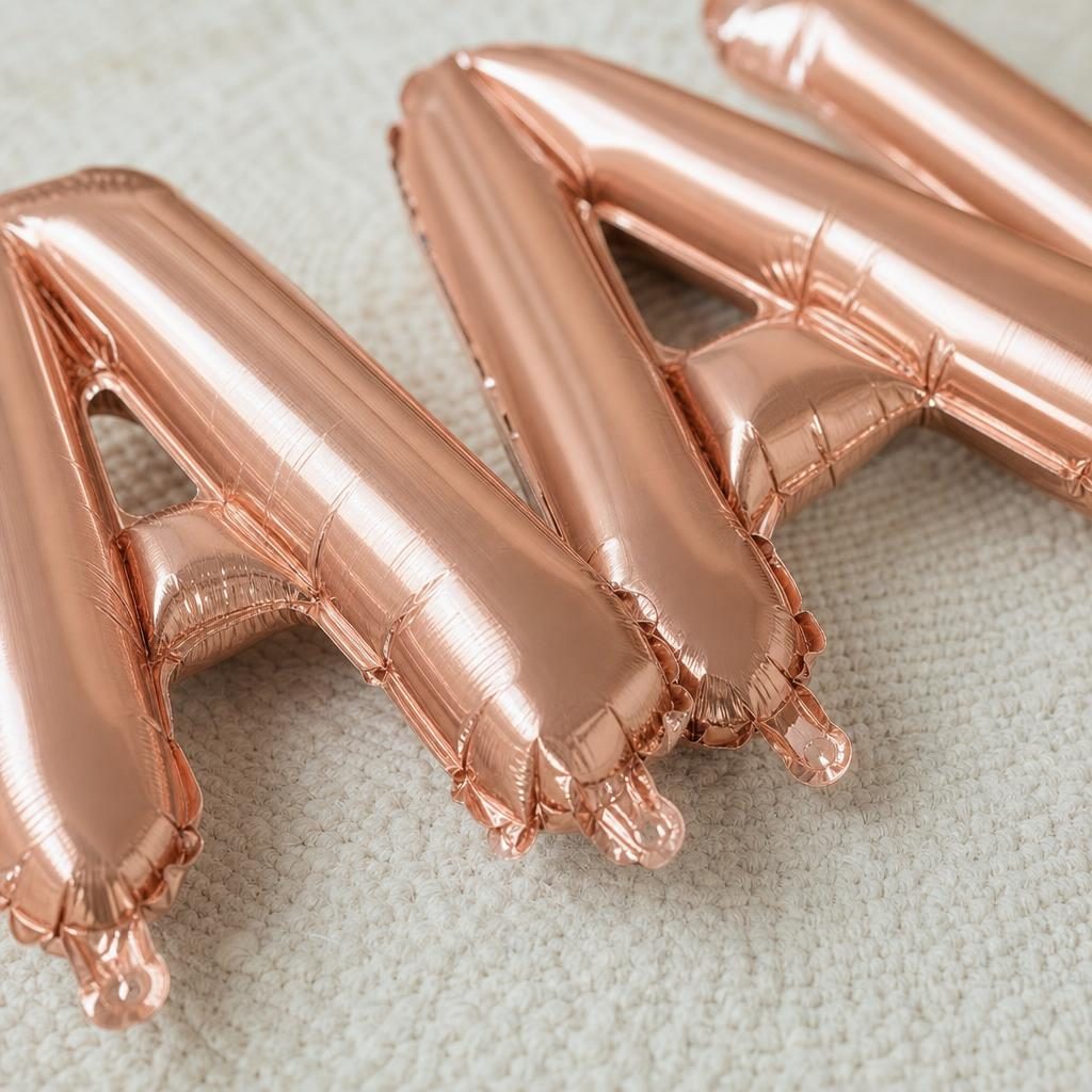 Baloane Folie Metalizate, , Set CATALIN, Heliu sau Aer, Pai inclus, 40 cm, Rose Gold 4