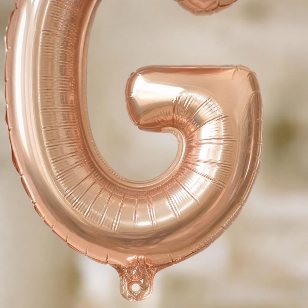 Baloane Folie Metalizate, , Set GEORGE, Heliu sau Aer, Pai inclus, 40 cm, Rose Gold 3