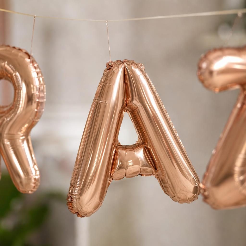 Baloane Folie Metalizate, , Set RAZVAN, Heliu sau Aer, Pai inclus, 40 cm, Rose Gold 3