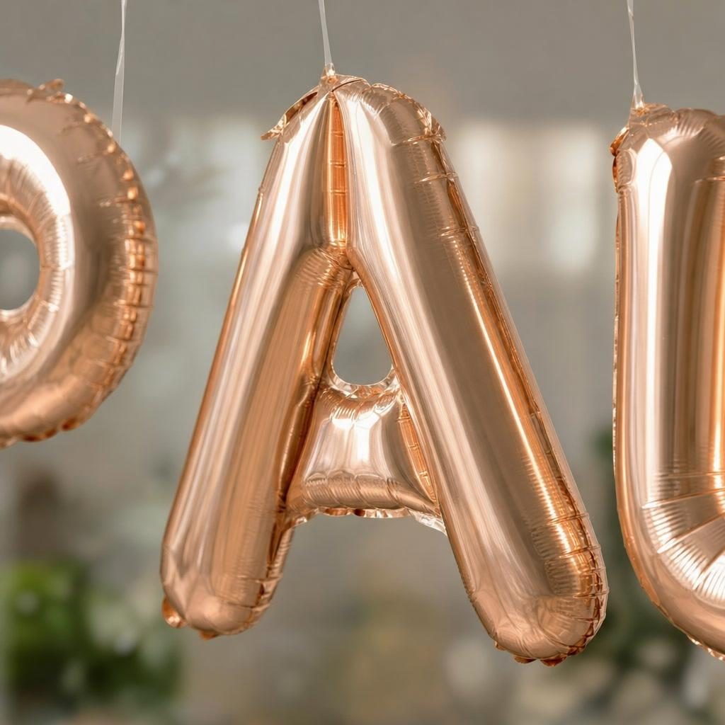 Baloane Folie Metalizate, , Set PAUL, Heliu sau Aer, Pai inclus, 40 cm, Rose Gold 3