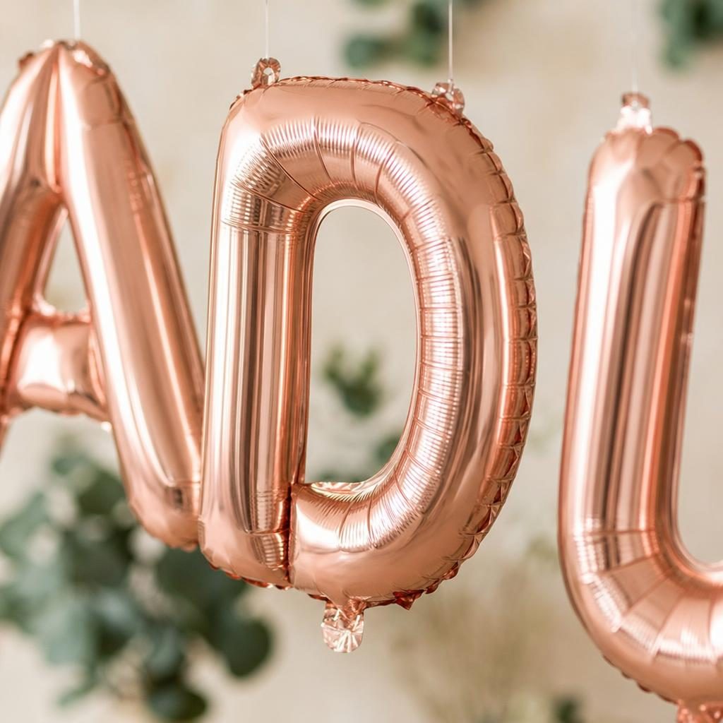 Baloane Folie Metalizate, , Set RADU, Heliu sau Aer, Pai inclus, 40 cm, Rose Gold 3