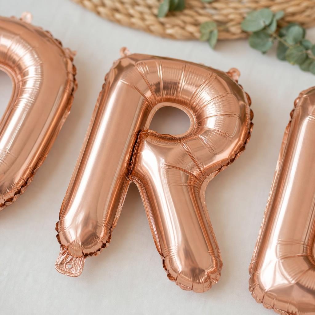 Baloane Folie Metalizate, , Set ROBERT, Heliu sau Aer, Pai inclus, 40 cm, Rose Gold 3