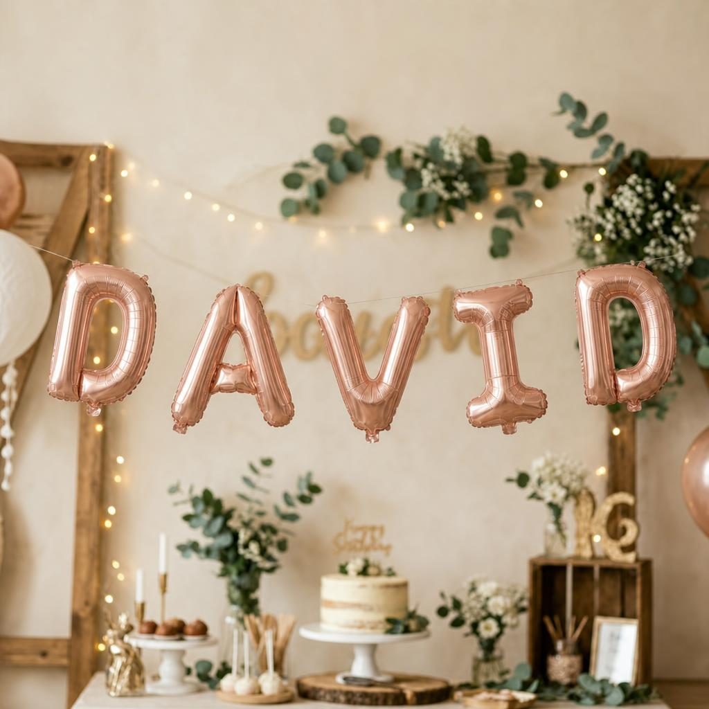 Baloane Folie Metalizate, , Set DAVID, Heliu sau Aer, Pai inclus, 40 cm, Rose Gold 2