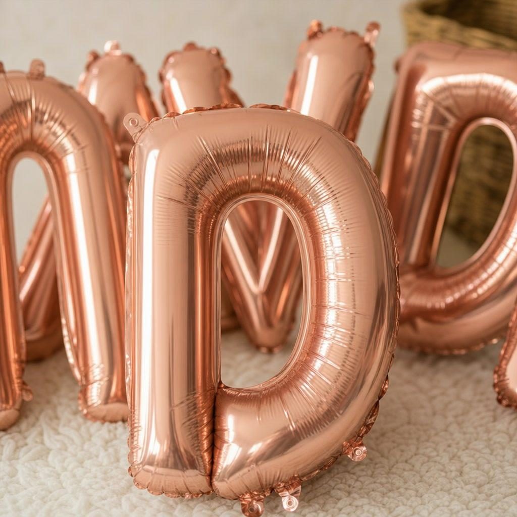 Baloane Folie Metalizate, , Set DAVID, Heliu sau Aer, Pai inclus, 40 cm, Rose Gold 3