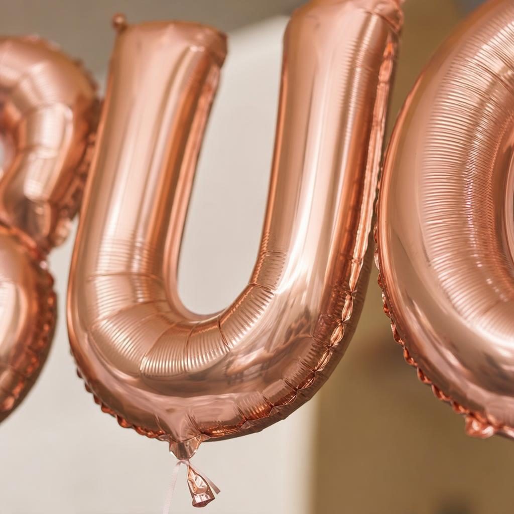 Baloane Folie Metalizate, , Set LUCA, Heliu sau Aer, Pai inclus, 40 cm, Rose Gold 3