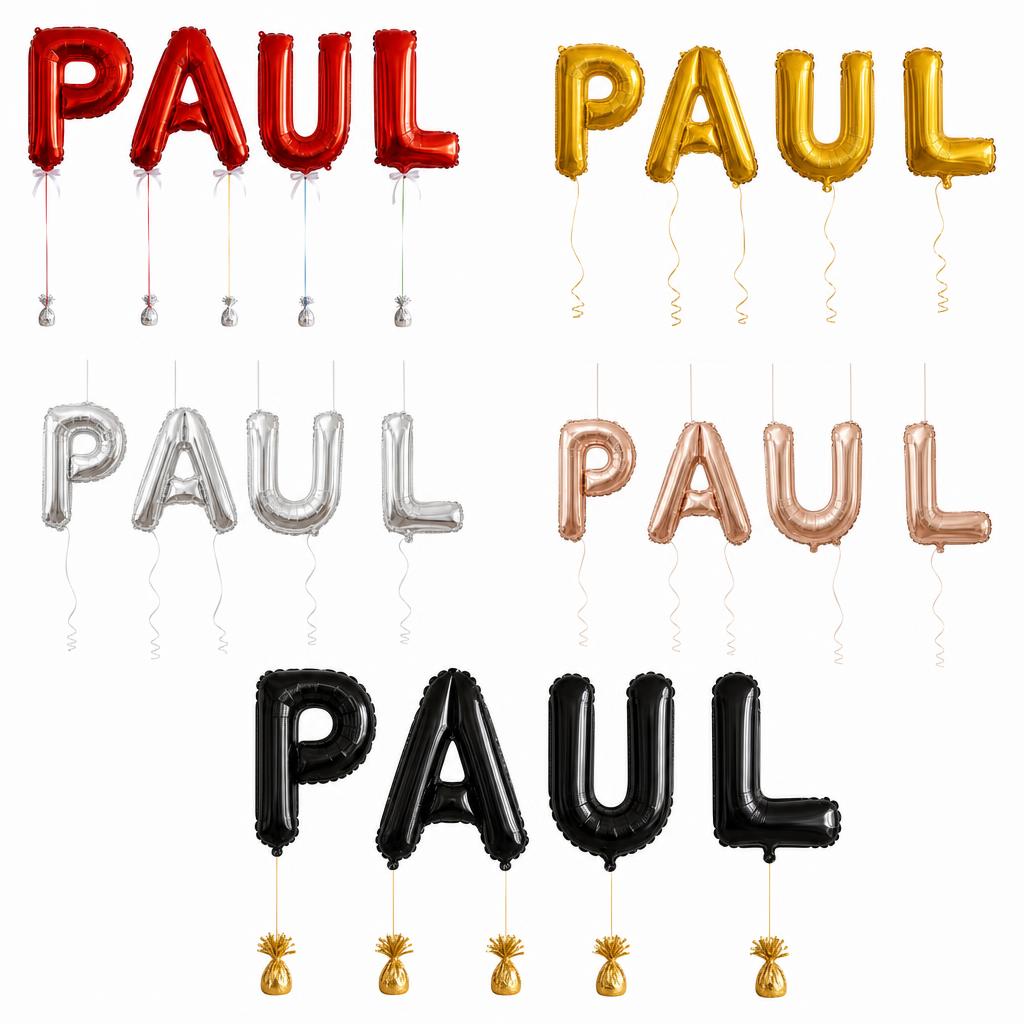 Baloane Folie Metalizate, TOPinStock, Set PAUL, Heliu sau Aer, Pai inclus, 40 cm - Imagine