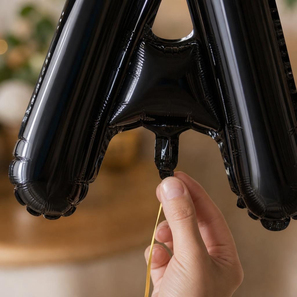 Baloane Folie Metalizate, , Set ANDREI, Heliu sau Aer, Pai inclus, 40 cm, Negru 3
