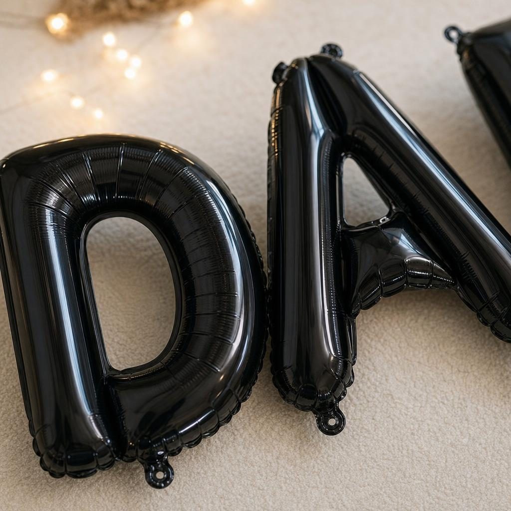 Baloane Folie Metalizate, , Set DANIEL, Heliu sau Aer, Pai inclus, 40 cm, Negru 3