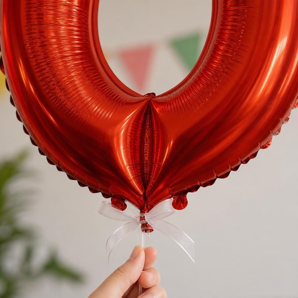 Baloane Folie Metalizate, , Set IONUT Heliu sau Aer, Pai inclus, 40 cm, Rosu 3