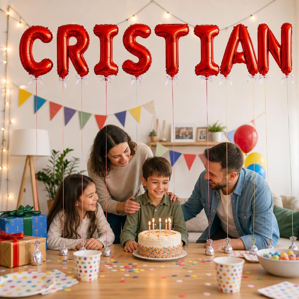 Baloane Folie Metalizate, , Set CRISTIAN, Heliu sau Aer, Pai inclus, 40 cm, Rosu 2