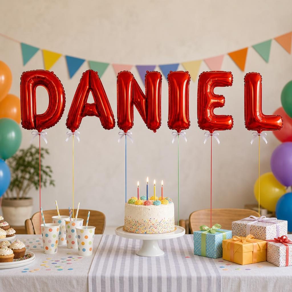 Baloane Folie Metalizate, , Set DANIEL, Heliu sau Aer, Pai inclus, 40 cm, Rosu 2