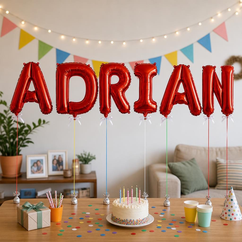 Baloane Folie Metalizate, , Set ADRIAN, Heliu sau Aer, Pai inclus, 40 cm, Rosu 2