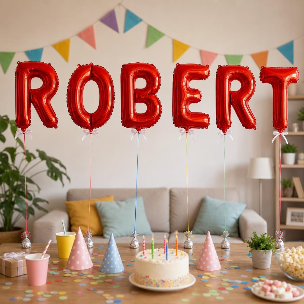 Baloane Folie Metalizate, , Set ROBERT, Heliu sau Aer, Pai inclus, 40 cm, Rosu 2