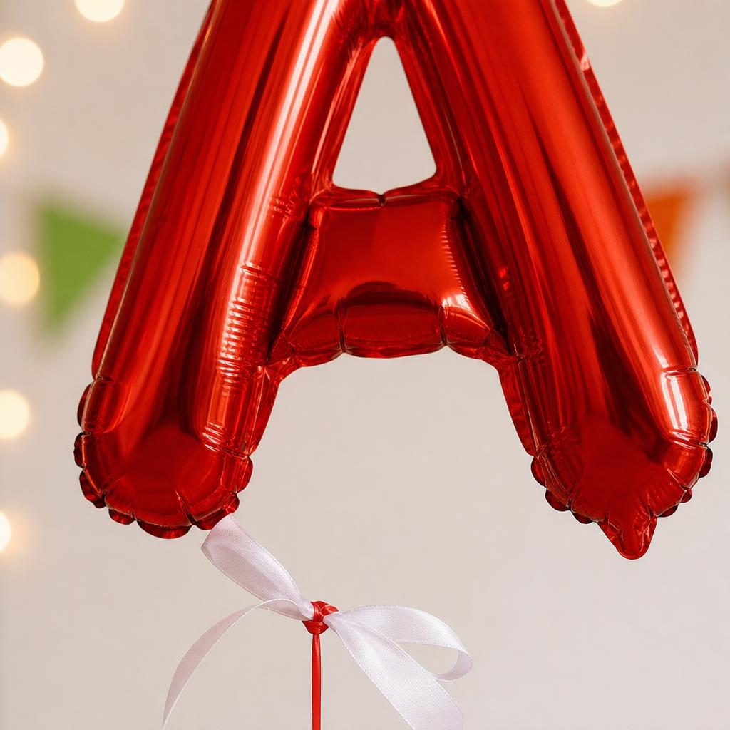 Baloane Folie Metalizate, , Set DAVID, Heliu sau Aer, Pai inclus, 40 cm, Rosu 3