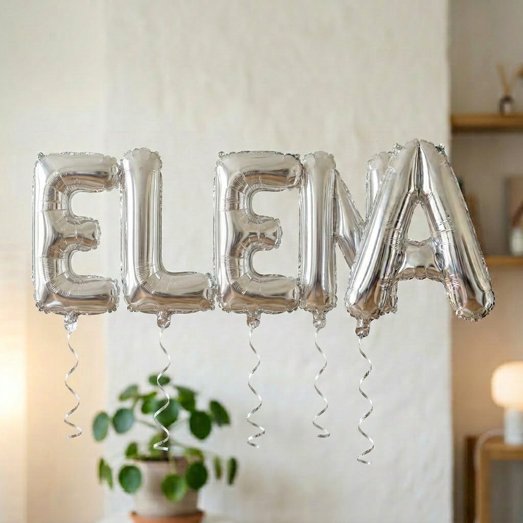 Baloane Folie Metalizate, , Set ELENA, Heliu sau Aer, Pai inclus, 40 cm, Argintiu