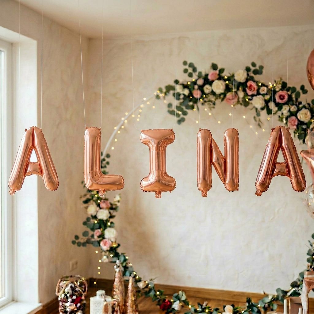 Baloane Folie Metalizate, , Set ALINA, Heliu sau Aer, Pai inclus, 40 cm, Rose Gold