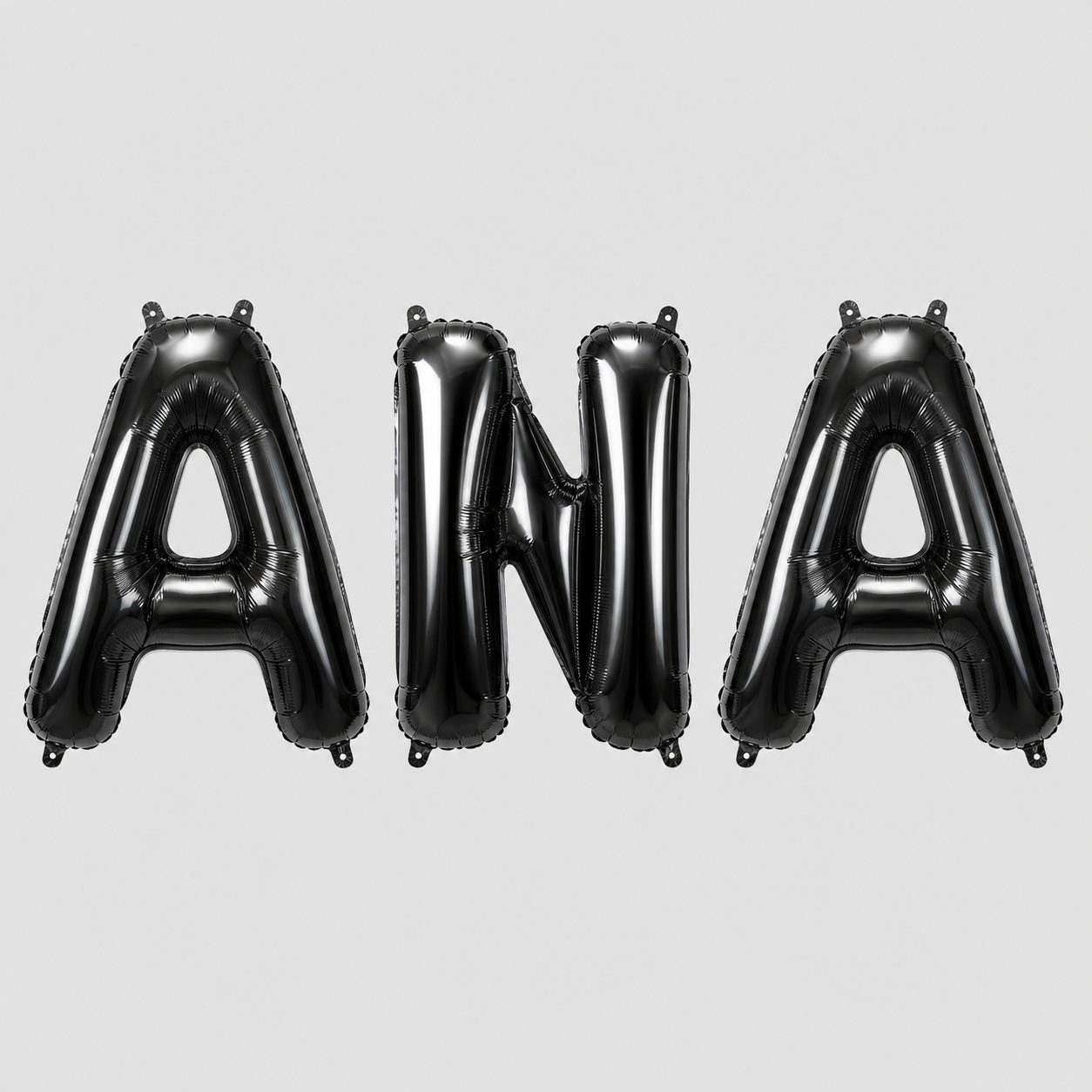 Baloane Folie Metalizate, , Set ANA, Heliu sau Aer, Pai inclus, 40 cm, Negru 2