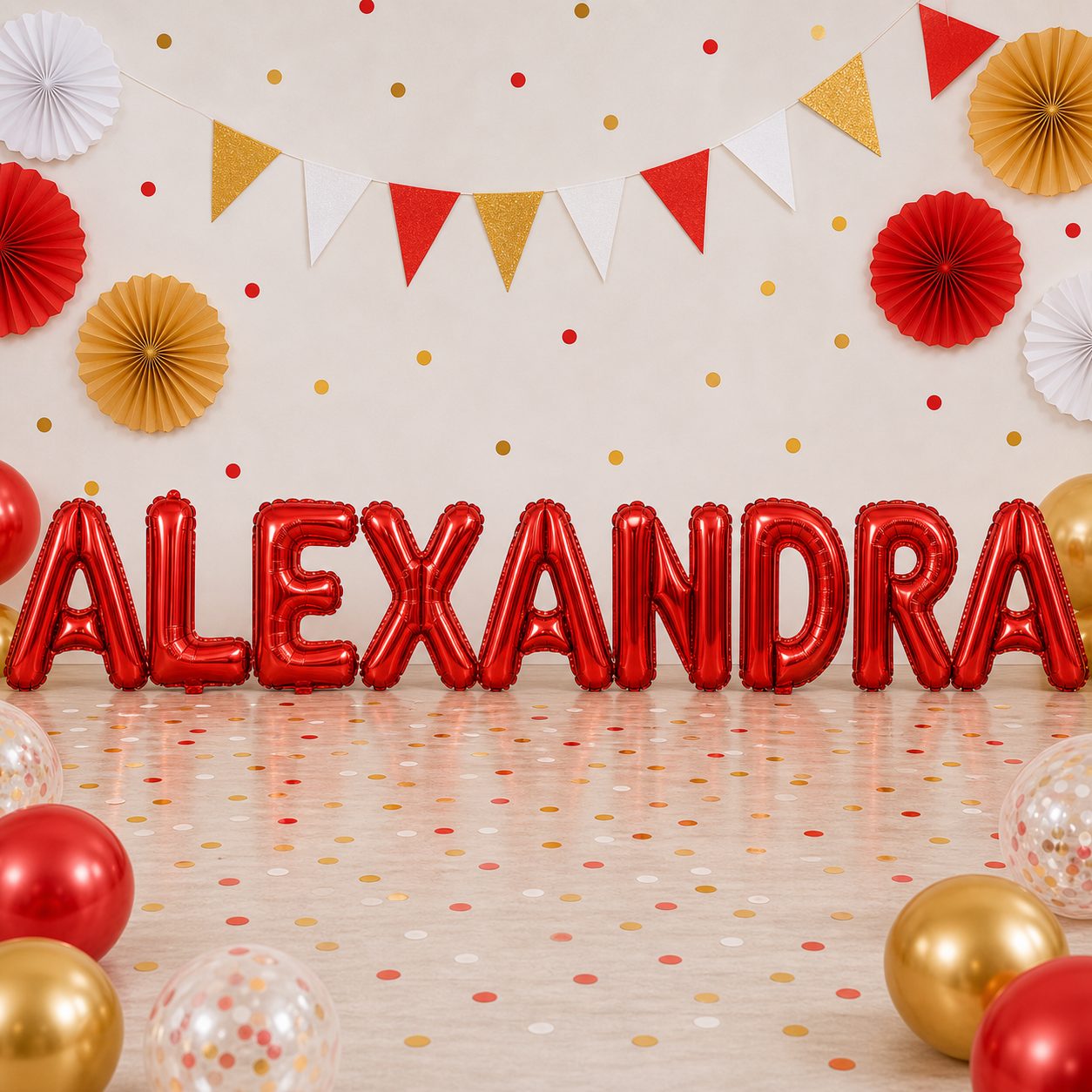 Baloane Folie Metalizate, , Set ALEXANDRA, Heliu sau Aer, Pai inclus, 40 cm, Rosu