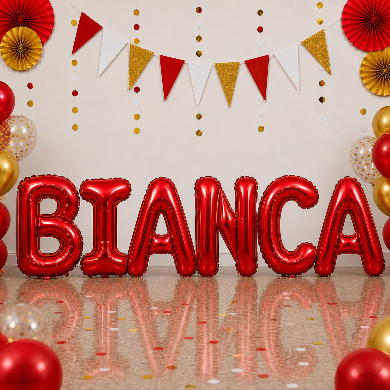 Baloane Folie Metalizate, , Set BIANCA, Heliu sau Aer, Pai inclus, 40 cm, Rosu