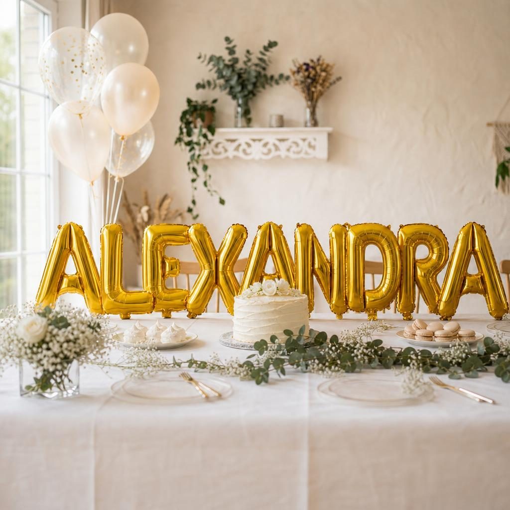 Baloane Folie Metalizate, , Set ALEXANDRA, Heliu sau Aer, Pai inclus, 40 cm, Auriu 2