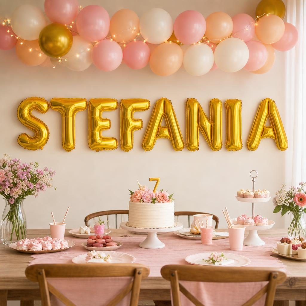 Baloane Folie Metalizate, , Set STEFANIA, Heliu sau Aer, Pai inclus, 40 cm, Auriu 2