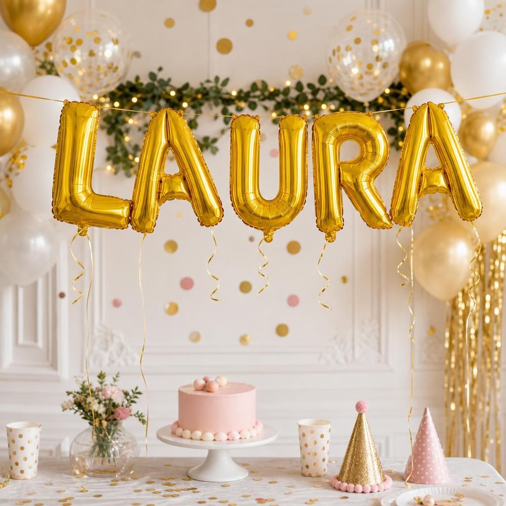 Baloane Folie Metalizate, , Set LAURA, Heliu sau Aer, Pai inclus, 40 cm, Auriu 2