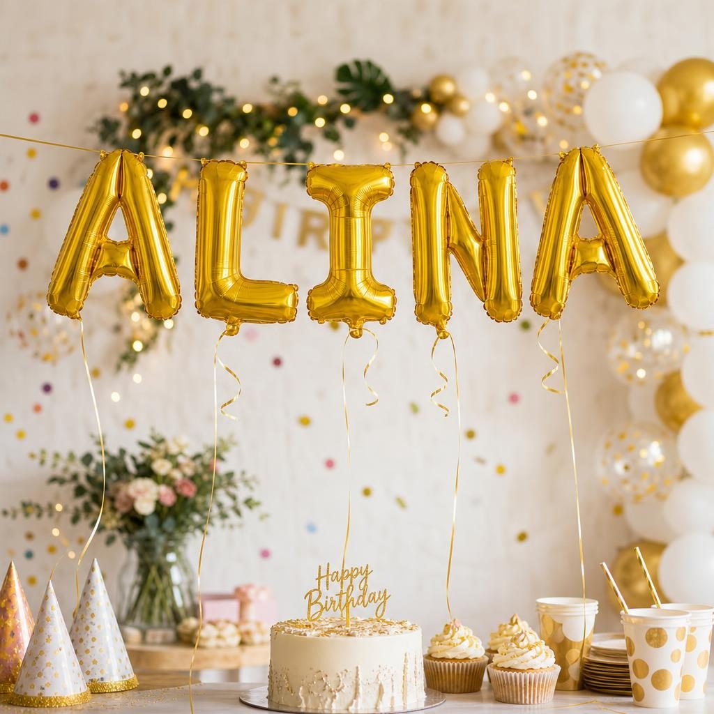 Baloane Folie Metalizate, , Set ALINA, Heliu sau Aer, Pai inclus, 40 cm, Auriu 2
