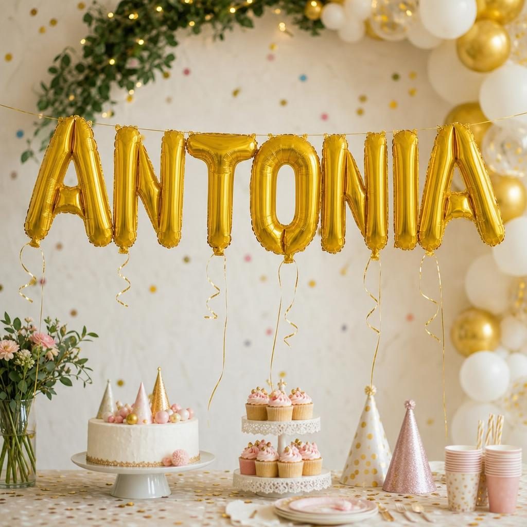 Baloane Folie Metalizate, , Set ANTONIA, Heliu sau Aer, Pai inclus, 40 cm, Auriu 2