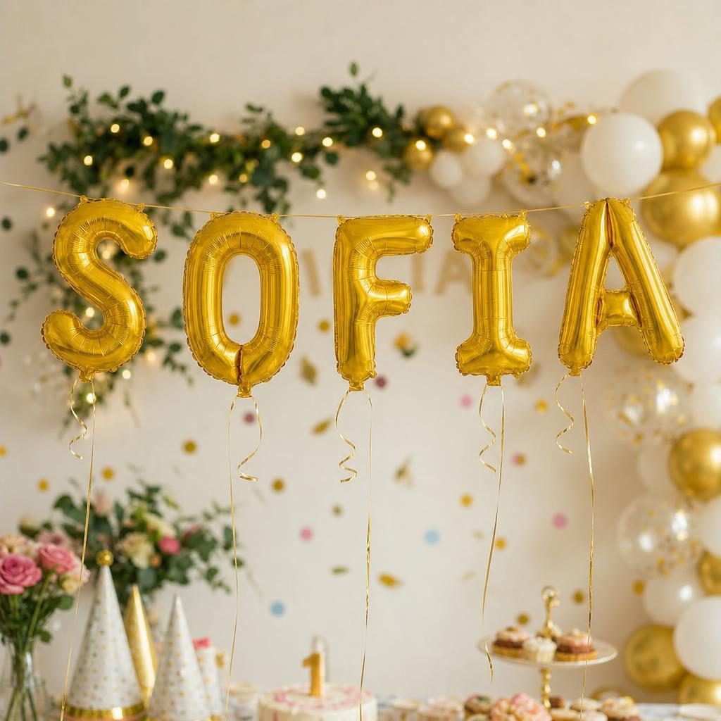 Baloane Folie Metalizate, , Set SOFIA, Heliu sau Aer, Pai inclus, 40 cm, Auriu 2
