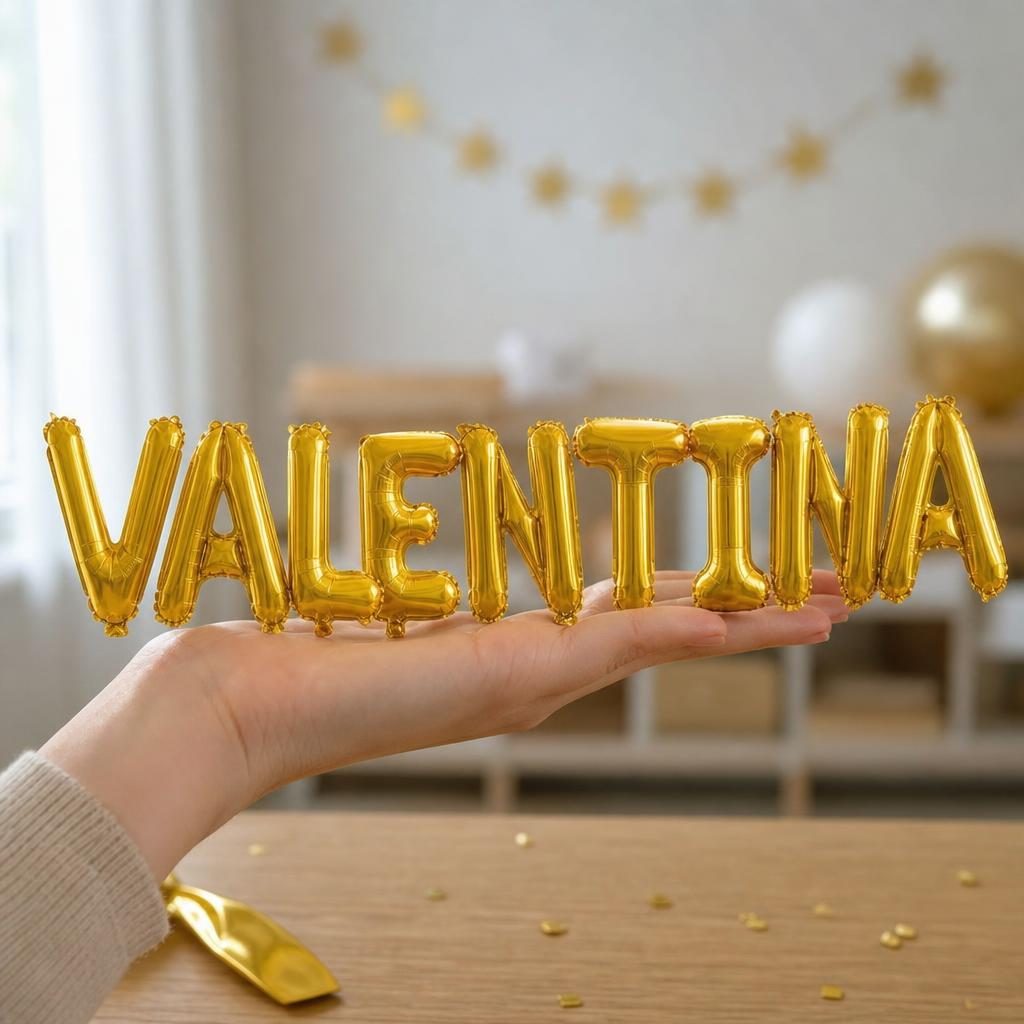 Baloane Folie Metalizate, , Set VALENTINA, Heliu sau Aer, Pai inclus, 40 cm, Auriu 2