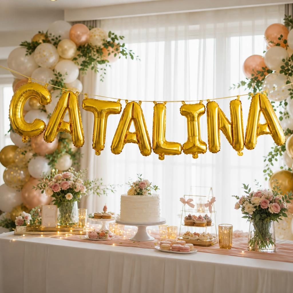 Baloane Folie Metalizate, , Set CATALINA, Heliu sau Aer, Pai inclus, 40 cm, Auriu 5