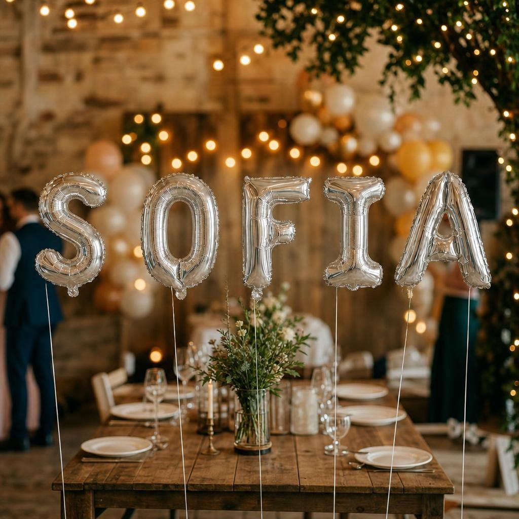 Baloane Folie Metalizate, , Set SOFIA, Heliu sau Aer, Pai inclus, 40 cm, Argintiu 2