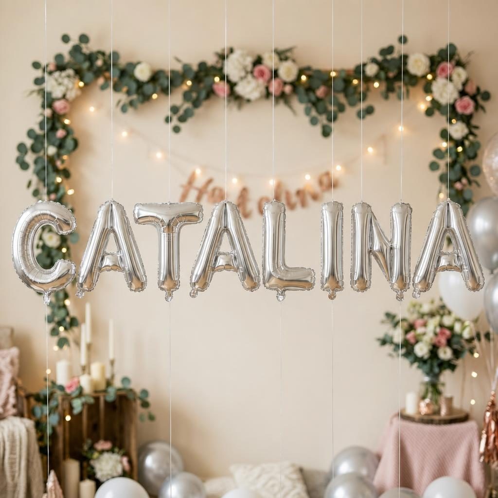 Baloane Folie Metalizate, , Set CATALINA, Heliu sau Aer, Pai inclus, 40 cm, Argintiu 2